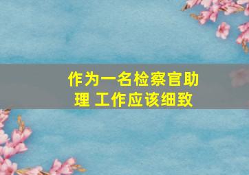 作为一名检察官助理 工作应该细致